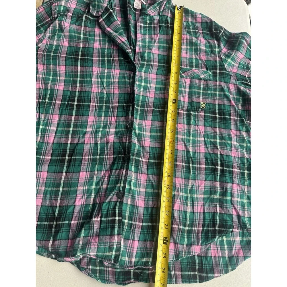 Victoria's Secret Green & Pink Plaid Pajama Set Size XL LONG Women's